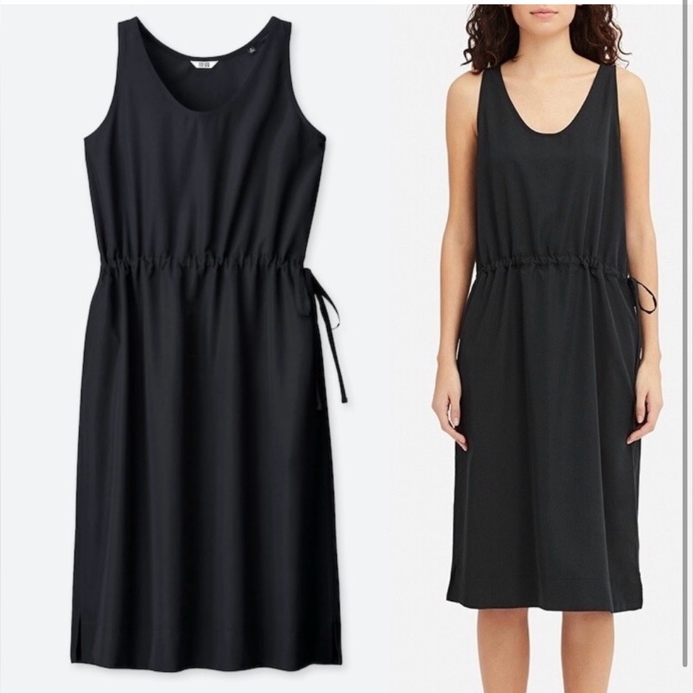 UNIQLO U Drawstring Sleeveless Dress, Color Navy, Size M, NWT